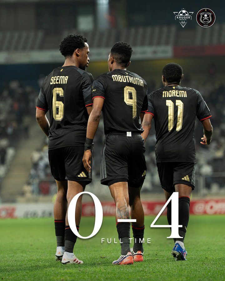 OptaJabu's tweet photo. 4 - Orlando Pirates' 4-0 win over Kruger United is their biggest margin of victory in an away game since they beat TS Galaxy 6-0 in March, also at Mbombela stadium. Playground. https://t.co/3YHb5bKTSf