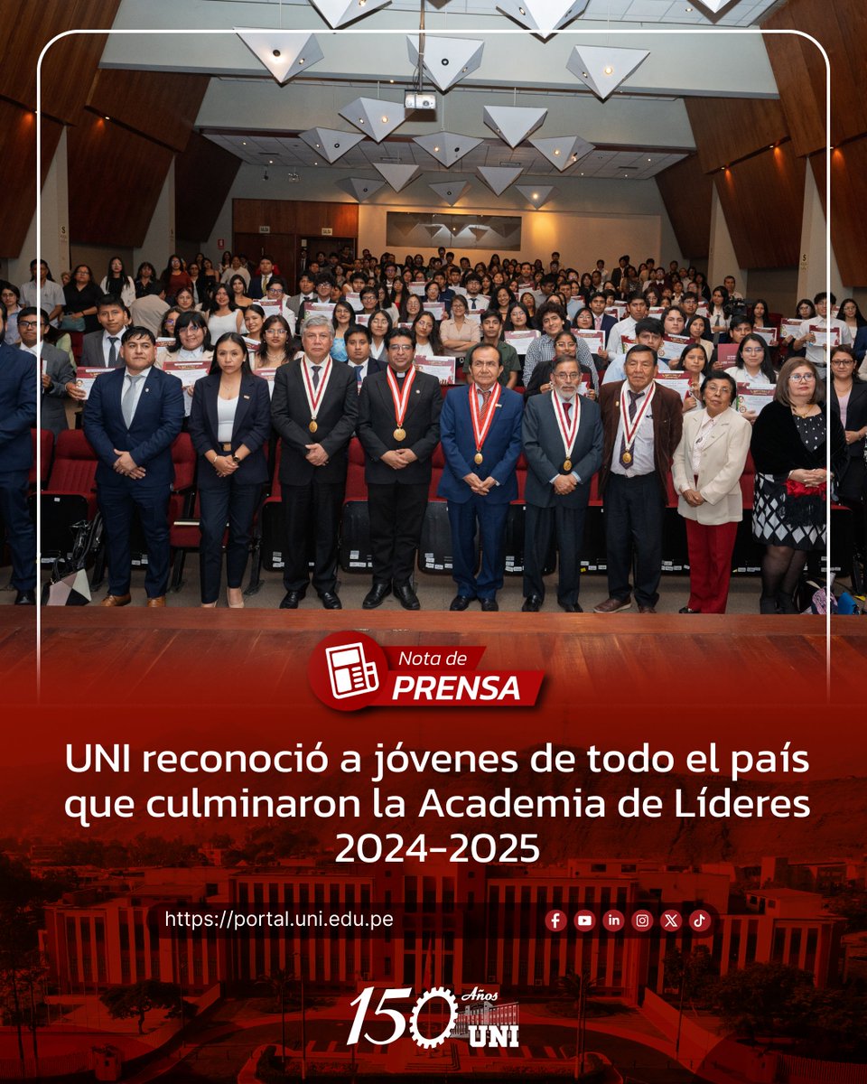 UNIoficial's tweet photo. 🎓 #UNIinforma | Jóvenes de todo el país culminaron la Academia de Líderes 2024-2025
📲 Conoce todos los detalles de esta experiencia en nuestra nota: https://t.co/aMNOJ0SI5M
#UNI #UNIinforma #AcademiaDeLíderes #Liderazgo #Juventud #DesarrolloSostenible #Perú #CompromisoSocial https://t.co/ORWu4TkqXp