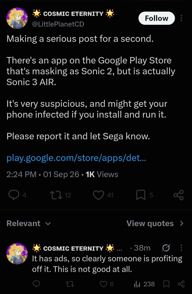SonicDramaDaily's tweet photo. This person has me blocked but I wanted to spread this around: https://t.co/AP1pKg1dGN