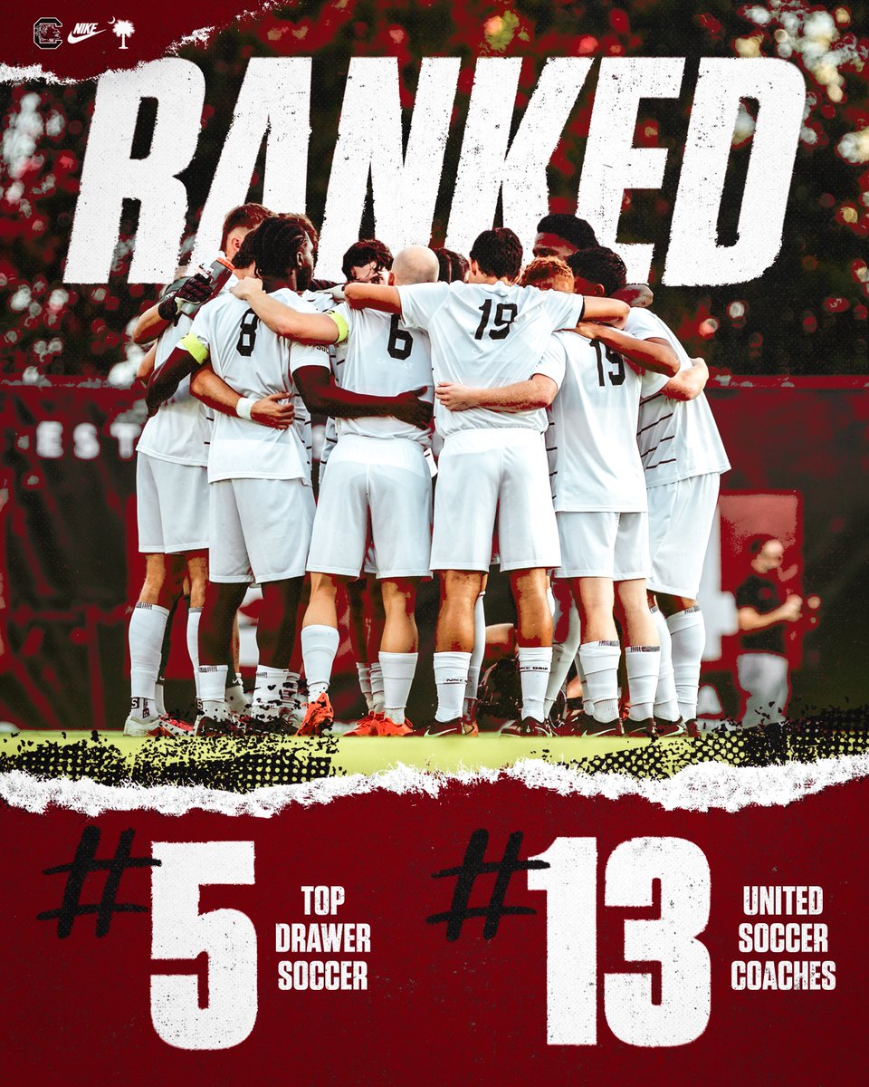 GamecockMSoccer's tweet photo. Ranked for the first time since 2016, but the work is far from finished. Still chasing more.

It's our highest @UnitedCoaches in-season ranking since October 2006.
#WEareCarolina https://t.co/JiRjvZpTGx