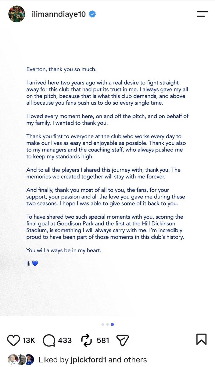 UHTPodcast's tweet photo. Iliman Ndiaye bids Everton farewell 🔵⚪️

#UHTPodcast #EFC #COYB #Everton https://t.co/qU7JrqK1Iz