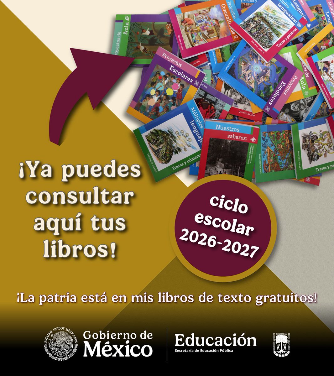 Conaliteg's tweet photo. 📚📷 ¡Ya se encuentran disponibles en línea para consulta los libros de texto gratuitos del ciclo escolar 2026-2027! Preescolar: https://t.co/gdQb4VcBLz Primaria: https://t.co/wlO06hN7M3 Secundaria: https://t.co/i1yxoZo9VN Telesecundaria: https://t.co/6kv5ZrQGwQ https://t.co/QwDDtsnTSk