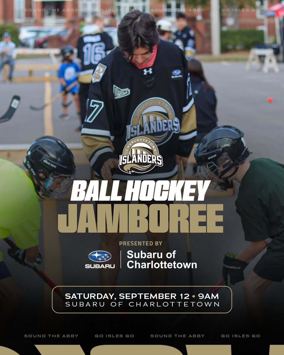 IslandersHKY's tweet photo. One week left till registration for our Ball Hockey Jamboree presented by Subaru of Charlottetown closes! 

This year's event takes place on September 12th at 9:00 a.m. at Subaru of Charlottetown.

Registration is now open for U7 & U9 age groups. The event is FREE of charge, and each team will receive 4 Islanders T-Shirts and 4 ticket vouchers for our Home Opener on September 18th vs Moncton🏒 

Register Now 👉  https://t.co/K3jdZluolp