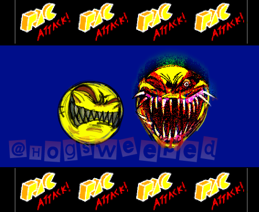 HogSweeped's tweet photo. Saw people doing this, decided to throw in my two cents as to how an All-Father PacMan would go.

Idea is that a old flash animation on youtube got reuploaded and contains slight alterations to the original video. The contents of the video are cursed. https://t.co/X920iOgpcN