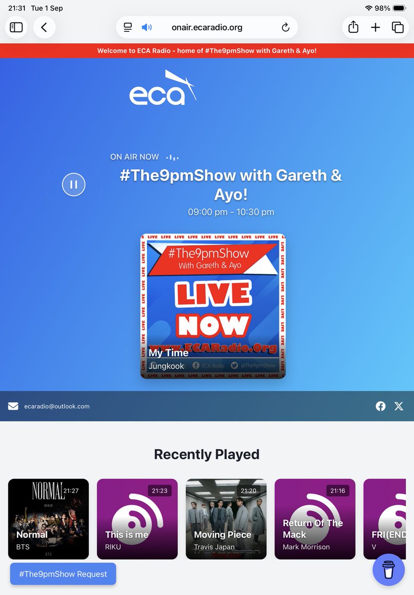 Barb1404TK's tweet photo. @The9pmShow @ECARadio @GarethBayard Happy Birthday Jungkook 🥳💜
Thank you for playing the beautiful #MyTime by #JungKook on @ECARadio with DJ @GarethBayard
#The9pmShow #ECARadio https://t.co/6pIfgRirWh