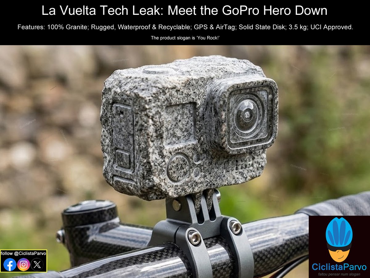 CiclistaParvo's tweet photo. Meet the @GoPro Hero Down. Is it a Rock? Is it a GoPro?… It’s BOTH! No more doubts for the social media fact-checkers. https://t.co/MsYDc8ma6P