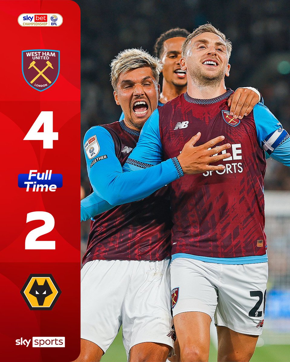 SkyFootball's tweet photo. FULL-TIME: West Ham win their first league match of the season as Jarrod Bowen scores his first league goal ⚒️💥 https://t.co/0mOIjbObNL