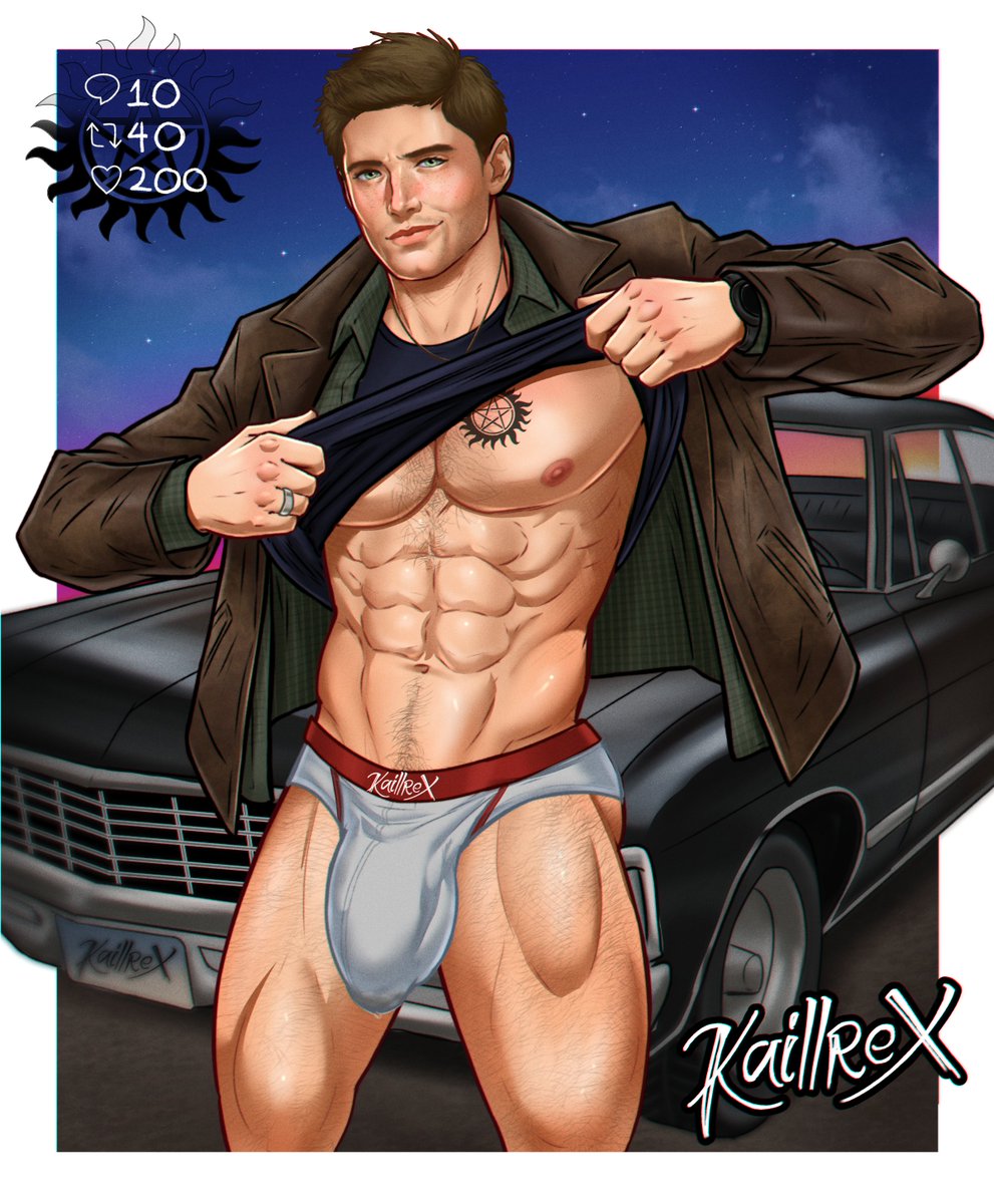 Conzartie's tweet photo. Final round, lets see what Dean is packing! Let strip him down! #Supernatural #SPN #DeanWinchester #Winchester #Dean #Jensen #Bara #Strip https://t.co/rHcnfeiftq