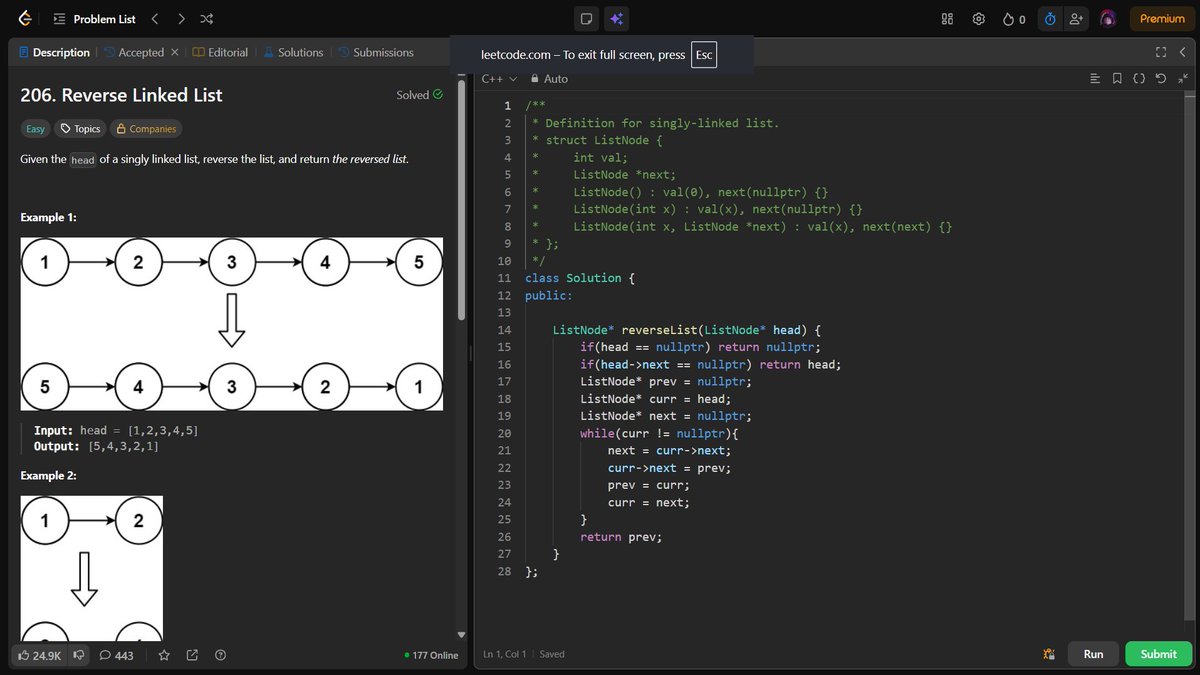 yash_pandey95's tweet photo. Today I practiced Doubly Linked List – Deletion Operations in C++.

🔹 Delete at Head
🔹 Delete at Tail
🔹 Delete at Kth Position
🔹 Handling edge cases like empty &amp; single-node lists
Leetcode:206 Reverse a LinkedList

#DSA #Cpp #CPlusPlus #Programming  #LearningToCode https://t.co/LVuzP4z4Qh