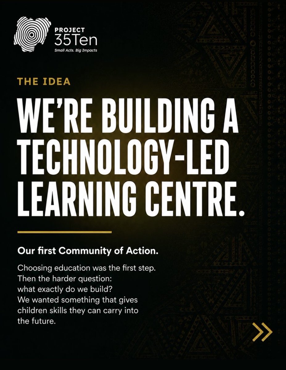 WeAre35Ten's tweet photo. A technology-led Learning Centre. Our first Community of Action.
Every child, a workstation and a qualified teacher. Coding, robotics, real skills. Timetabled into nearby schools. Free, always.
This is what we're building. Now we make it real. 🇳🇬 #Project35Ten #CommunityOfAction https://t.co/sjIqAcGYRY