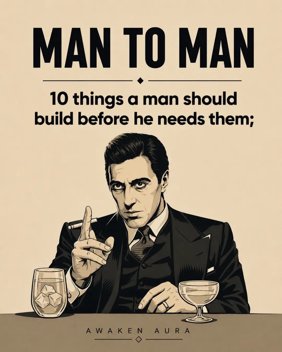 masculinenotess's tweet photo. 10 Things a Man Should Build Before He Needs Them: 🧵 https://t.co/7JhaImT2Wk