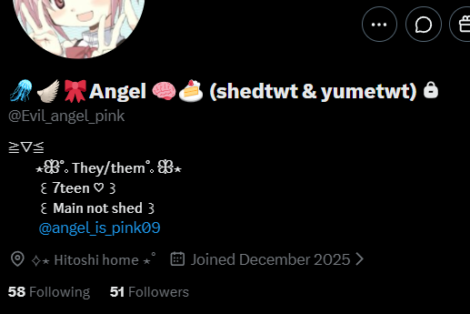 brospethithink's tweet photo. Just for some context, the individual who faked telling Nova they're a minor is extremely weird as well. Their twitter username has "shedtwt", which is short for saying that they're involved with both the self harm and eating disorder communities on this app.

Multiple studies have been done which show that not only have these communities caused severe harm to people, but they've caused multiple deaths as well. (links at the bottom)

As you could probably tell, these are extremely dangerous and problematic parts of the platform. They post the most depraved shit ever. The ED people literally encourage anorexia and regularly shame people who aren't deathly skinny even if they're a healthy size. Not like it's any better if they are overweight. I mean it's statistically healthier to simply be overweight than anorexic. And even extreme morbid obesity to be honest. (though all of these are extremely unhealth)

But what's arguably worse is the self harm community. These people literally encourage self mutilation. From what I've seen, a majority of them excuse it by saying its some kind of therapeutic act which is the most absurd thing ever. But the other part of them are literally just insane masochists that enjoy doing those deranged things and encouraging others to do so as well.

Also just to point out, I don't think nor am I saying that anyone involved in those communities are automatically evil, sick, or bad people. All of them regardless of their mentality regarding the ethics or health concerns of what they partake in and/or encourage are suffering immensely, and I only hope they all get the help they need.

From what I can tell, this person does seem to be a minor, so I'm not going to be overly harsh or critical. But the combination of them being involved in those weird communities as well as their experiences with Nova make me think that this is a person with issues and I sincerely hope they distance themselves from these communities and get proper help.

Links & resources:

https://t.co/VITocoyNN5

https://t.co/Wr2eoTmD2v

https://t.co/kt6qnUXlT1

https://t.co/g7AqhfXxaJ

https://t.co/nhiIcNSkMO

https://t.co/ZZC8t7cG5m

https://t.co/5p9IvOBi85