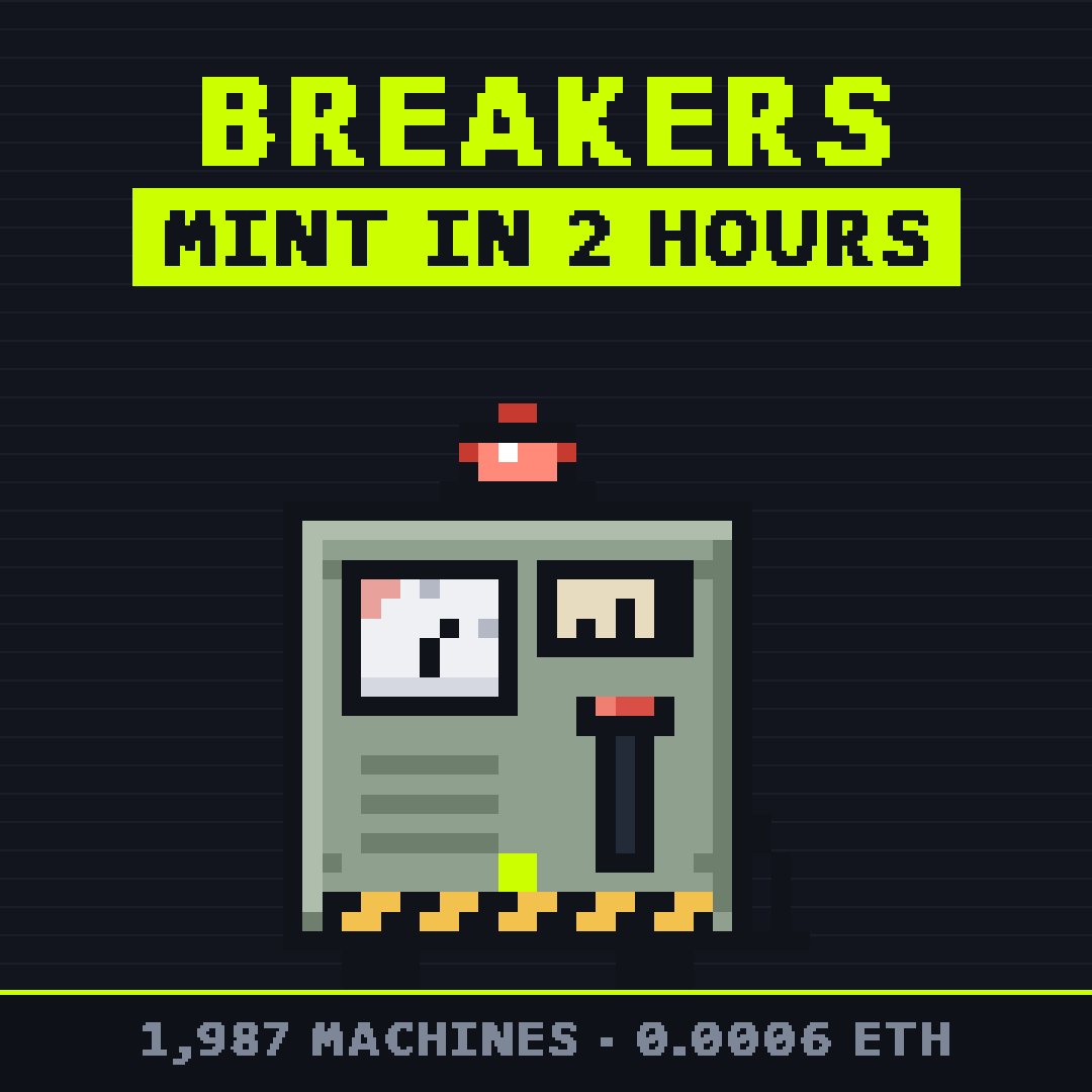 breakersonrh's tweet photo. mint opens in 2 hours
https://t.co/mXZIvzbHyD

1,987 machines · 0.0006 ETH 

GTD = GTD

only 287 GTD spots left, drop evm 👇 https://t.co/ZJStDEZKtX