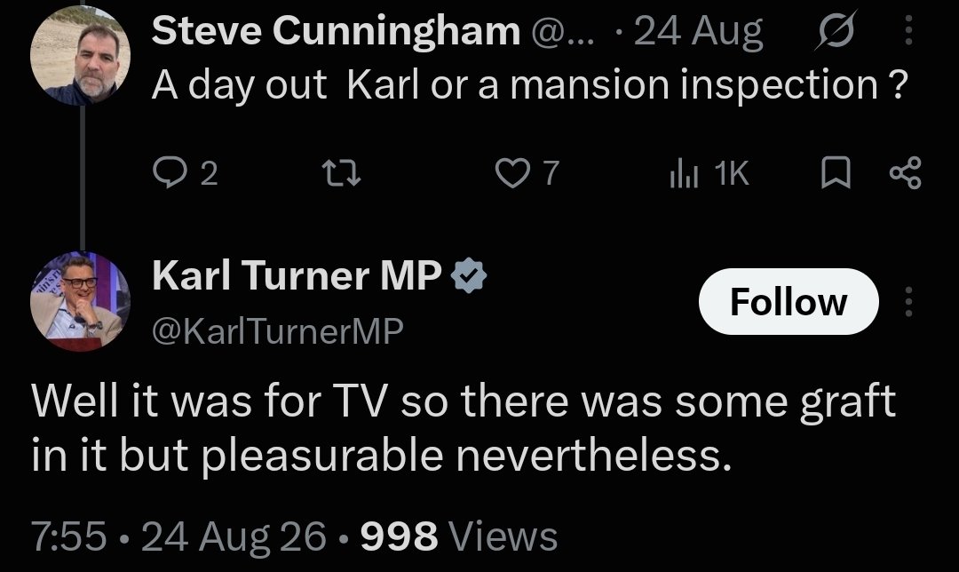 DursleyGas's tweet photo. @KarlTurnerMP Hi Karl. Which is it? Sorting out the cost of living crisis and fulfilling Labour's promise to leaseholders or twerking for a bit of extra pocket money from GB News and Jacob Rees-Mogg?

This doesn't look like a government for the people, Karl. https://t.co/Kaal1h3iDO