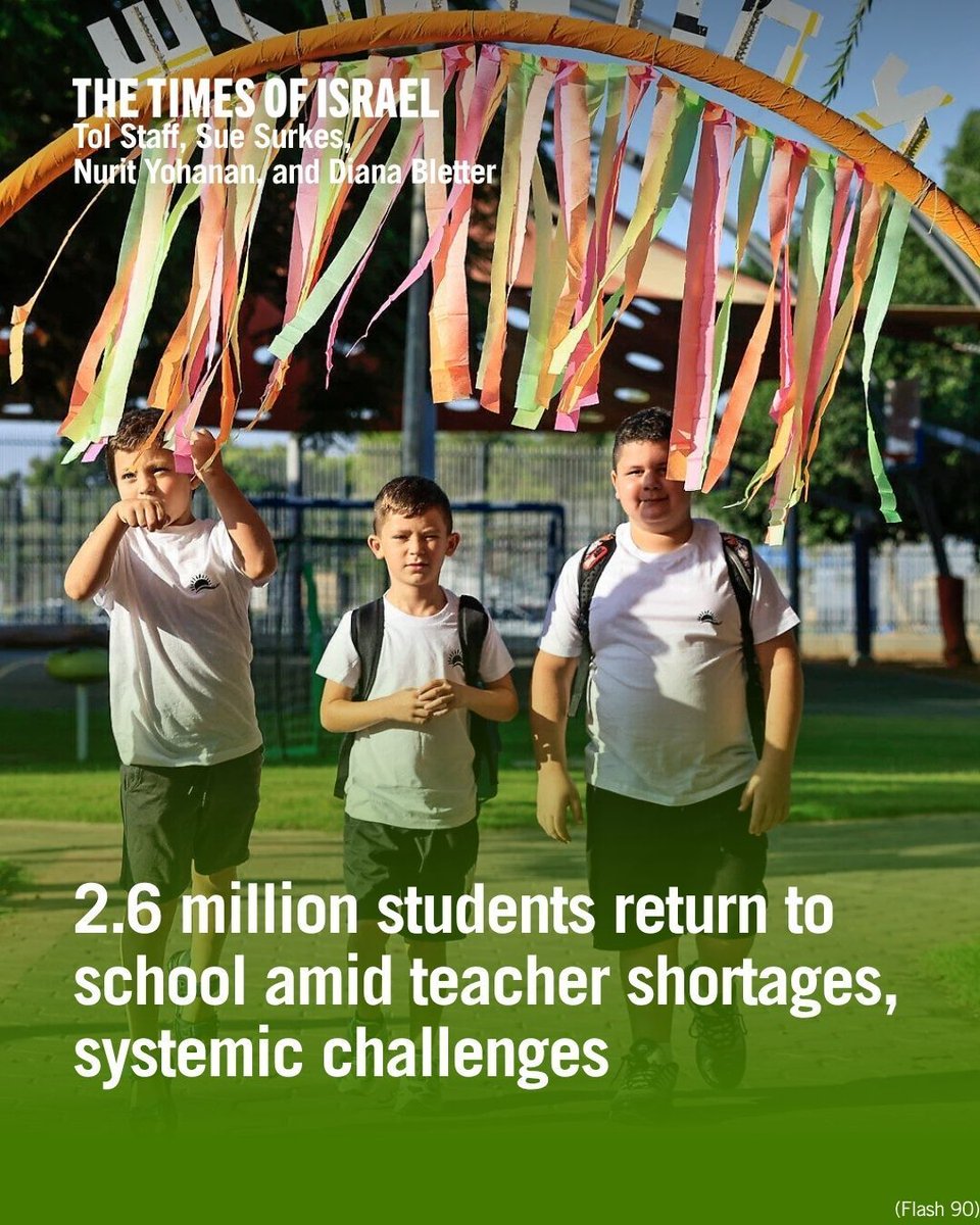 TimesofIsrael's tweet photo. Over 20,000 students head to class in Gaza border towns, 9% more than in Sept. 2023; police secure Jerusalem school targeted by Haredi extremists; East Jerusalem private schools strike over restrictions on teachers from West Bank.

Read more: https://t.co/kwxYSsB4BY https://t.co/fuT4Y4DXQy
