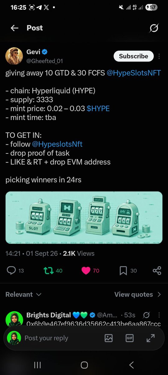 Freedkinng's tweet photo. @Gheefted_01 @HypeslotsNft 0x048d10Ba368CC3257f8eA0188D5A0b2d4EAa8E72 https://t.co/Mvf0gfQUic