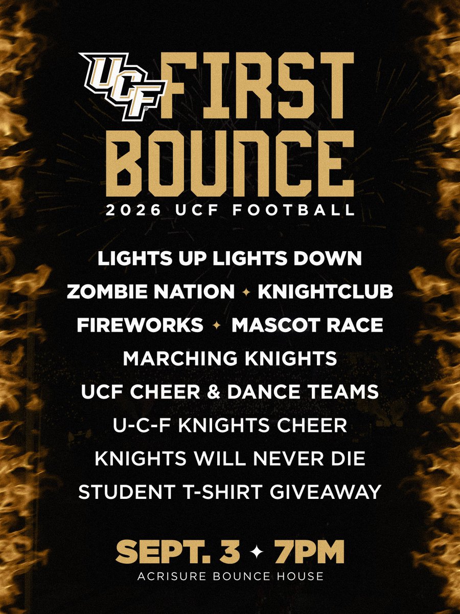 UCF_FanX's tweet photo. Your can't miss list for in-game entertainment at @UCF_Football on Thursday 🔥 https://t.co/kJEBXkqlR2
