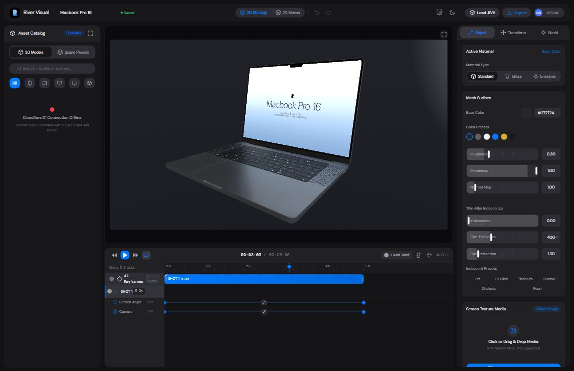 Rivervisual_app's tweet photo. The original browser-based 3D mockup tool is back! River Visual V2 is coming soon, featuring even more mockups, a new real-time ray-tracing renderer, and a massive collection of 3D motion templates.

#3dmockup #rivervisual https://t.co/O6cI0X2gGn