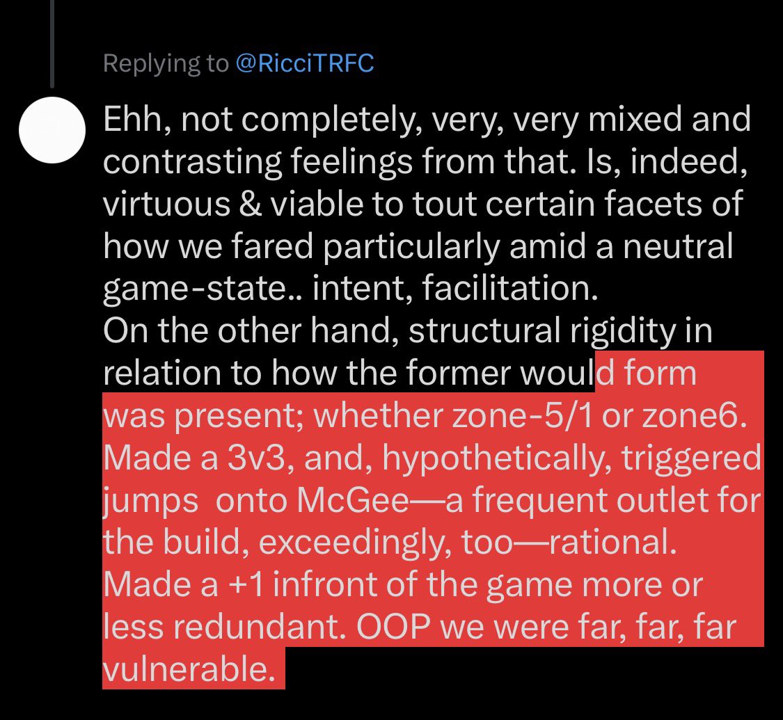 aspscouting's tweet photo. @RicciTRFC Distances between our build, whether we had a 3-1; ephemeral three; four; or a 4-1, to the attacking third was poor. That is of comparative note, too. Too little flow-based movements from our centre, which equates the aforementioned connectivity. https://t.co/oxyxaSP6NN