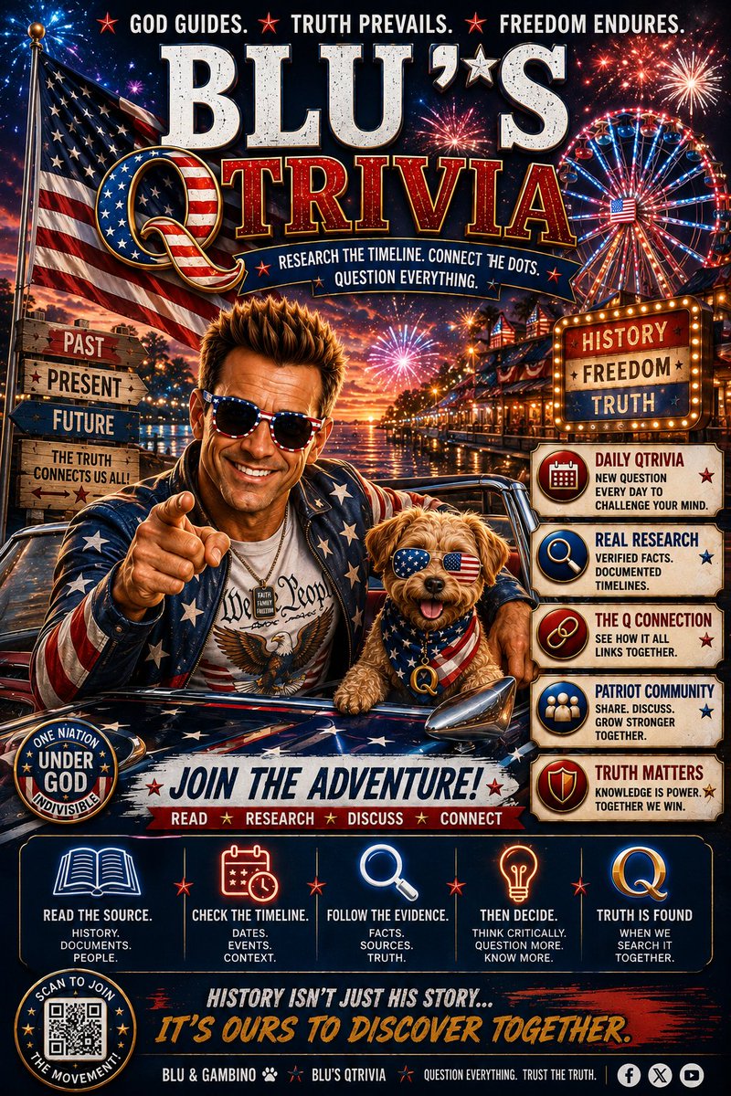DreamBlu2813's tweet photo. 🇺🇸 Come join me for BLU’S Q Trivia. 🔎🧩
Every day, I put out a question.
You get the choices.
You do the research. You make the call.
No need to agree with me.
Just bring your curiosity.
Come play. Come think. Come find out.
A, B, C, or D? 👀
#BLUQTrivia #TruthByResearch #QuestionEverything
