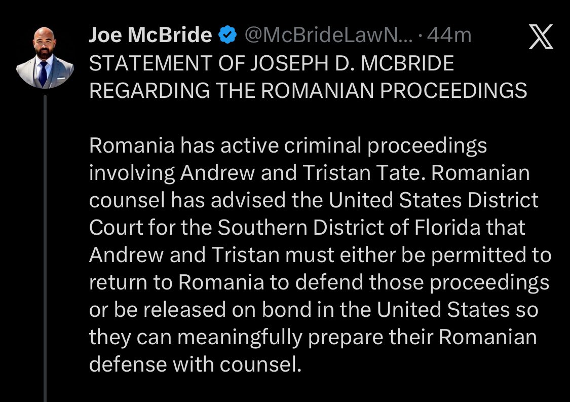 CrayonMurders's tweet photo. I thought this guy said Andrew Tate’s Romanian case was “thrown out” and “dismissed.”

Now there’s “active criminal proceedings” that clearly reference the case that was never thrown out or dismissed.

How weird. 🤡 https://t.co/Gi5P0wF4sC