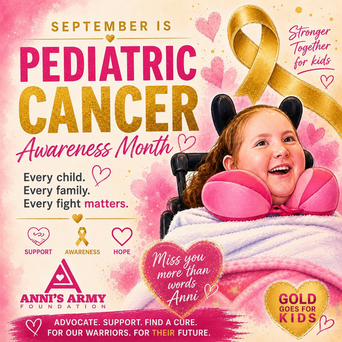 AnnisArmy25's tweet photo. September is Pediatric Cancer Awareness Month. But we made a promise to Anni to never give up our fight for her, kids currently battling and the ones to come in the future. But our fight is 365, not just September 🩷. Anni we love you…miss you…and we continue to honor you 🩷🩷 https://t.co/spKbBpVtmz