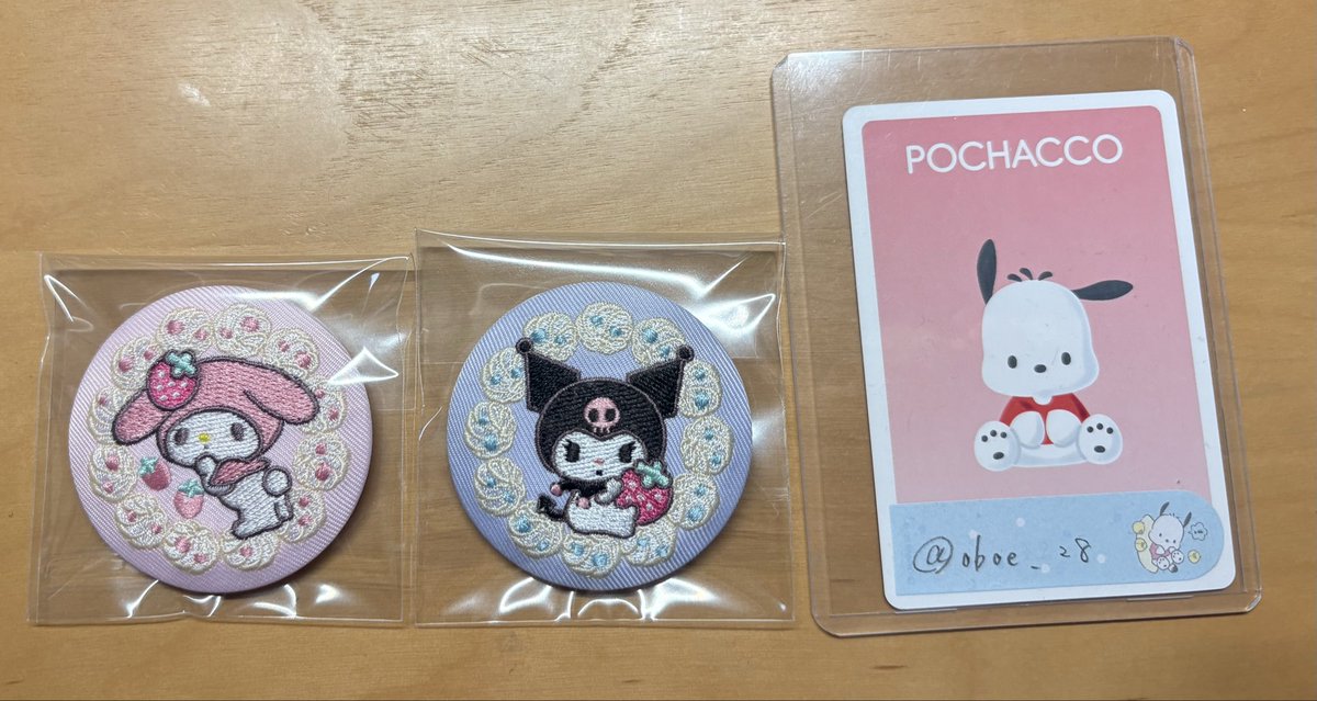 oboe_28's tweet photo. 【交換】 サンリオ 刺繍缶バッジ ビスケット

譲︎┊︎マイメロ クロミ

求┊︎ポチャッコ 過去弾ポチャッコ

郵送交換のみ（局留め×）📮

検索からでもお気軽にお声掛けください🍀 https://t.co/76Ittbr4H6