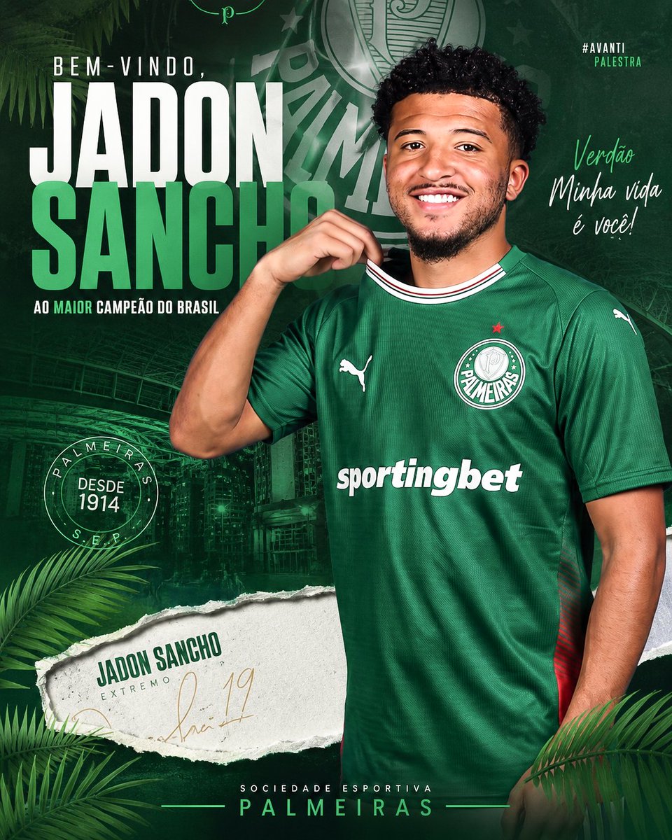 Pablo_Futbol7's tweet photo. ⚽JADON SANCHO TO PALMEIRAS 
                   HERE WE GO🟢 https://t.co/aDULMy8k9K