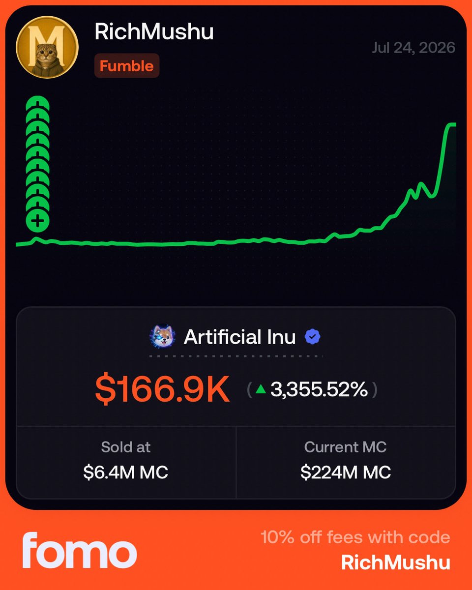 itsmaniaaa's tweet photo. My first buy on Artificial Inu was at a mill if I had copy traders I’d be the best trader in the world follow me on fomo and pumpfun and we all win btw don’t you see my name solana:5Jr9hGmJgxBRjjF8XGcGgQzXUdsbpZNNMpigEv8Wpump will be next no paired stock needed https://t.co/RjdxxGagbp