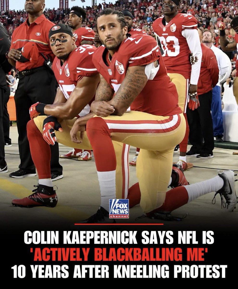 sizzle_sarah's tweet photo. He took a knee against the flag of the country that made him rich, famous, and free, then acted shocked when teams didn’t line up to hand him the keys again.

That’s not “woke courage.” That’s a guy who decided the anthem was optional and the paycheck wasn’t. Ten years later he’s still selling the same victim story instead of just saying the quiet part: he put politics over the job, and the job moved on.

If you won’t stand for the country you live in, don’t cry when that country doesn’t stand for you. Blackballing isn’t persecution. It’s consequences.