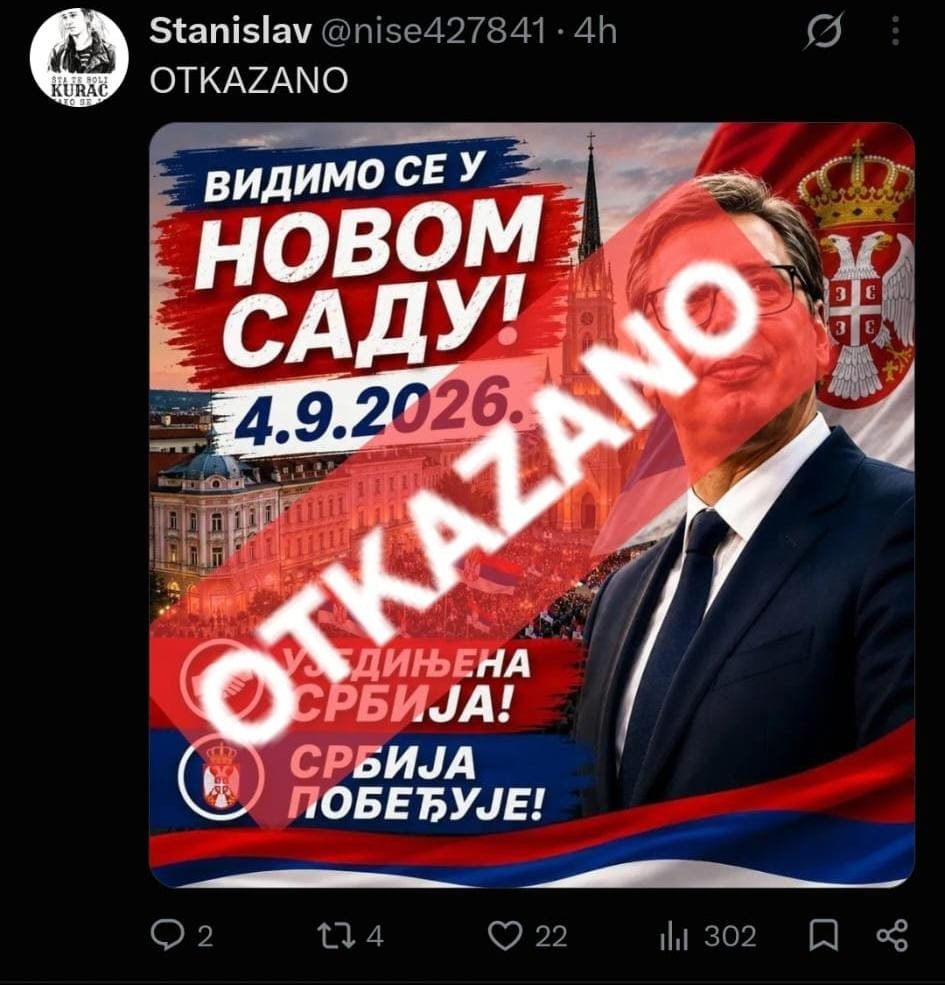 NikolinaKaplar's tweet photo. Blokaderi vec slave jer je skup u Novom Sadu odlozen. Kazu: „Uplasili su se, ne smeju da dodju.“ Kakva smesna i mizerna uteha. 😏

Derbi, Parada ponosa i ocekivana sahrana generala Ratka Mladica, razloga za odlaganje ima vise nego dovoljno.

Nismo se uplasili. Samo smo pomerili datum. A kada dodjemo u Novi Sad, bice vam jasno koliko ste se prerano radovali. 🇷🇸

P.S. Jahali smo vas u Uzicu i Futogu, uskoro cemo i u Novom Sadu, ne dramite!🤭🤭🤭
