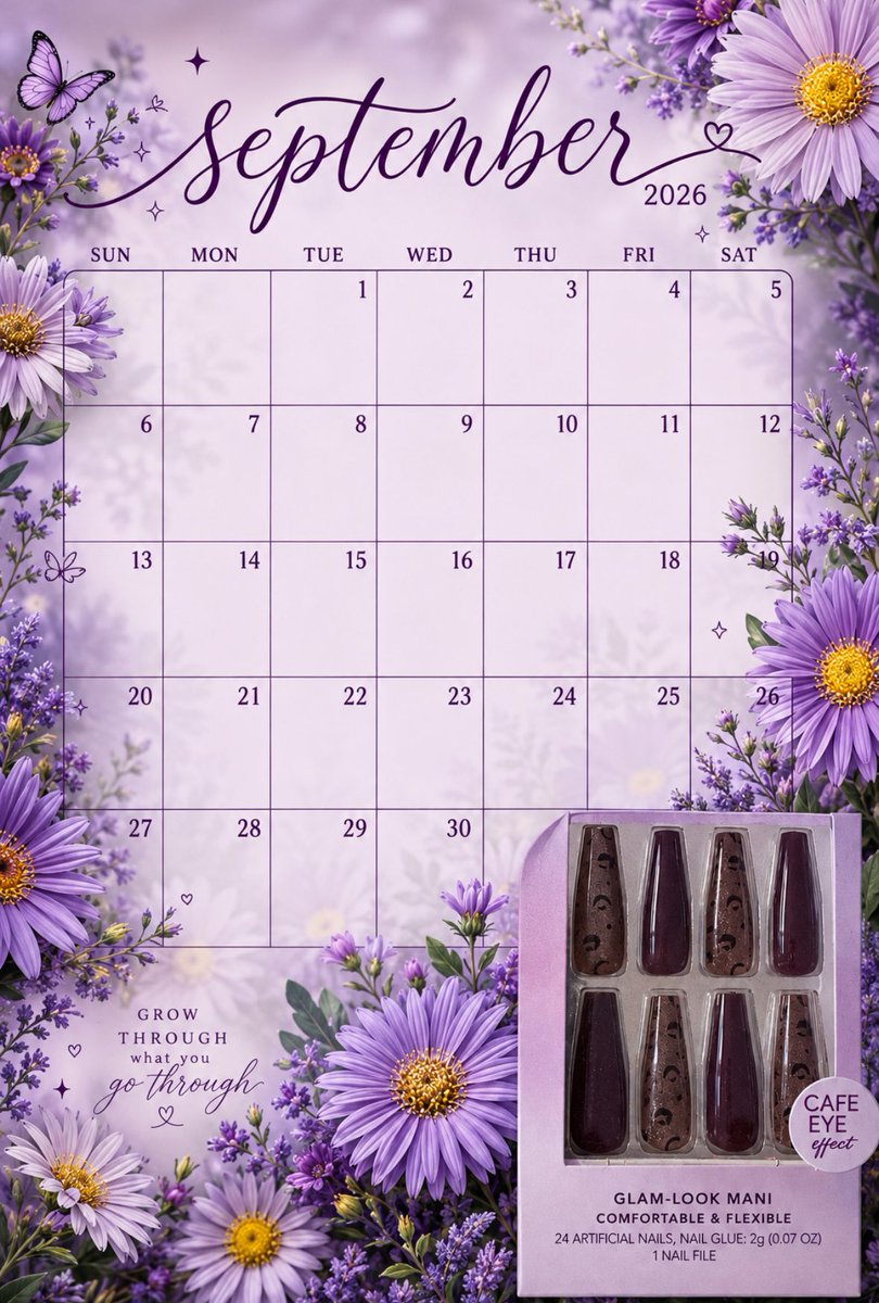 Terrainstrain's tweet photo. #September Calendar &amp; #Nails 
💅🫟📅 

“Grow through what you go through 
♡” https://t.co/QGaujuKQC9
