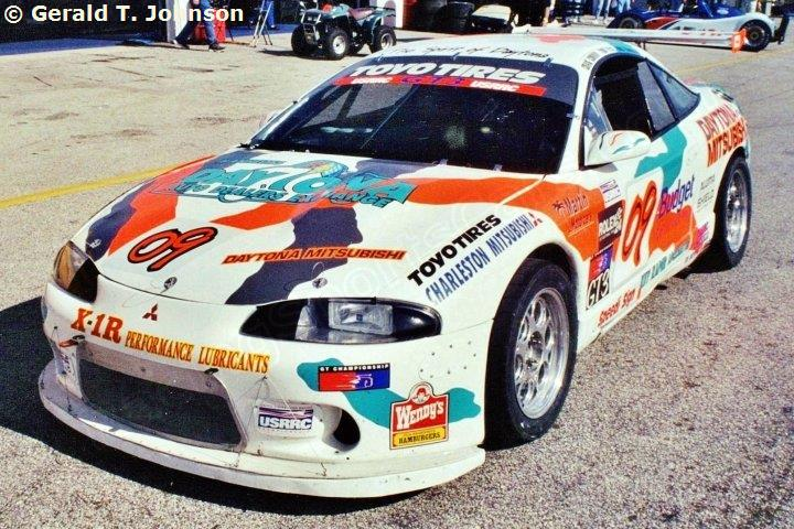 jeracerx's tweet photo. Rules that allowed World Challenge T1 cars to run in USSRC GT3 gave us Spirit of Daytona's ex-Archer Eagle-Talon-turned-Mitsubishi-Eclipse. Apparently fast around the banking, they finished the 1998 Rolex 24 in 24th and 39th in 1999. A GT2 start at Homestead in '98 ended in a DNF https://t.co/TnqOfM1ZaQ