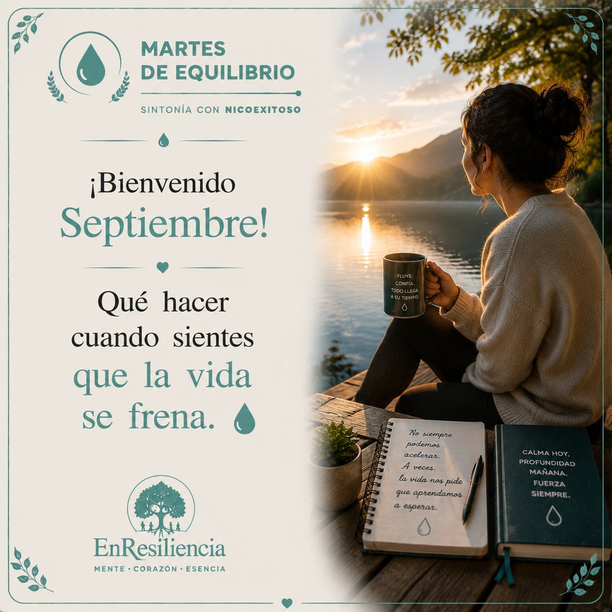 NicoExitoso's tweet photo. ¡ Bienvenido Septiembre ! 🌱 A veces la vida frena nuestro ritmo no para castigarnos, sino para 🛡️ protegernos de avanzar en la dirección equivocada o sin la preparación suficiente. 🌊

#EnResiliencia #Adaptabilidad #FluirConLaVida #Pausa consciente #PazInterior #Bienvenido https://t.co/CVbJ7Zd5fO