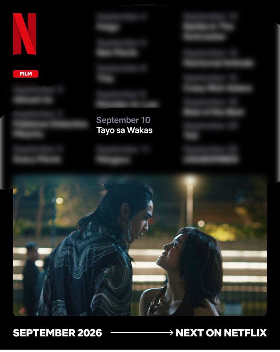 A_itsme__'s tweet photo. Our #DonBelle is leading Netflix’s list of upcoming films this month! 
Can’t wait for people to see just how good you  two were here. 
We’ll see you starting Sept 10 our Cisco and Cheska! 🤍✨
@donnypangilinan @bellemariano02 
#DonnyPangilinan #BelleMariano #TayoSaWakas https://t.co/q3GFuiGtqK