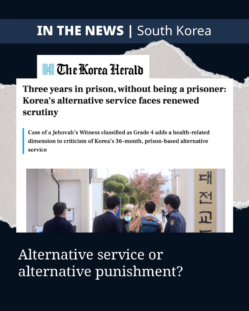 jwpressroom's tweet photo. Link in bio.The Korea Herald reports that the alternative service program in Korea "has drawn criticism from Korea's National Human Rights Commission, UN human rights bodies and four Constitutional Court justices over its duration and exclusive reliance on correctional facilities https://t.co/5bv0zvBVDV