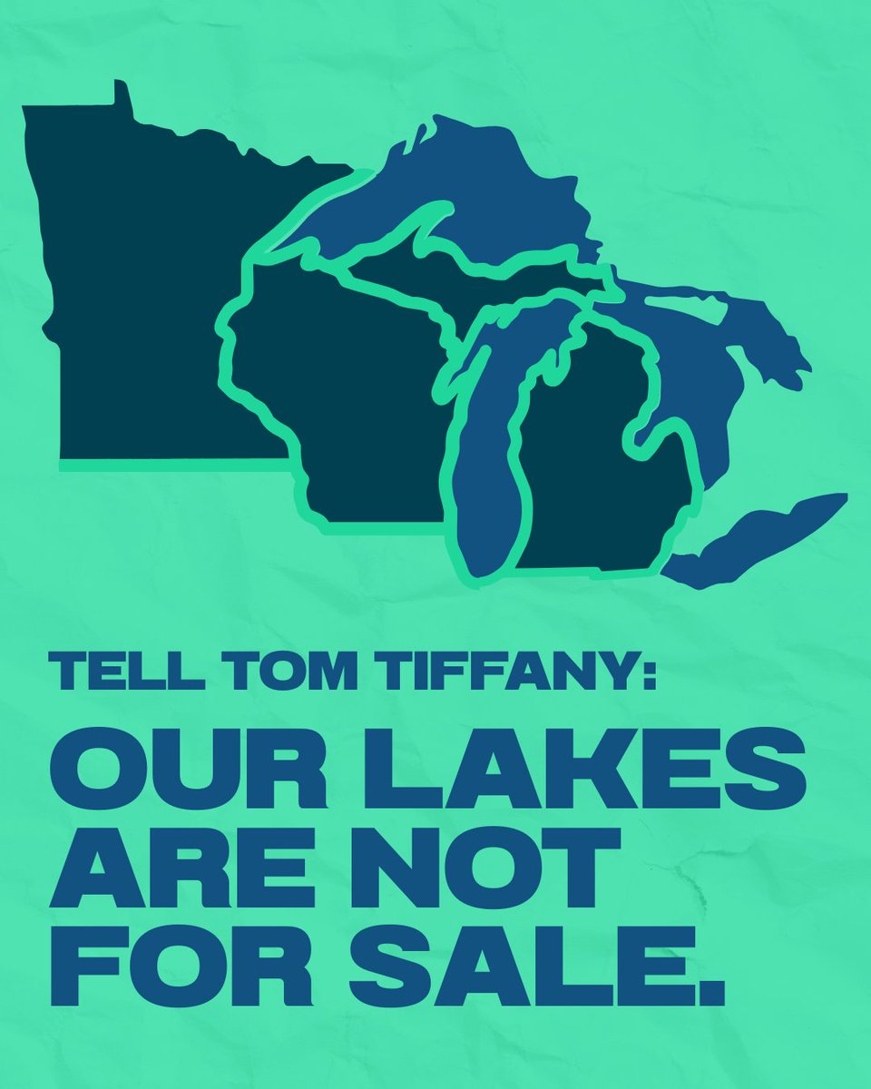 WImegaphone's tweet photo. Throughout his career, Congressman Tom Tiffany has opposed clean water protections &amp; sided with corporate polluters, Big Tech, &amp; mining interests to put Wisconsin’s lakes &amp; natural resources at risk.

Call 202-225-3365 &amp; tell Tiffany: Wisconsin’s waterways aren’t for sale. https://t.co/La1U2hucrm