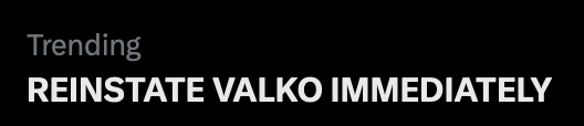 BlackRoseWrts's tweet photo. WHAT THEY SAID.

REINSTATE VALKO IMMEDIATELY. https://t.co/Ol3yVq0ayK
