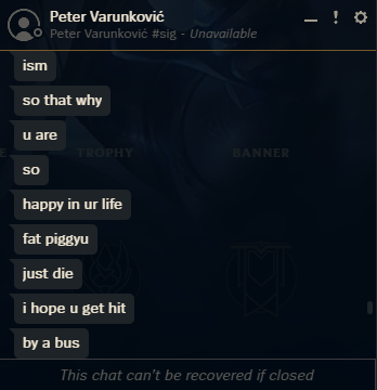 LeMisterYT's tweet photo. man how much I wish @RiotSupport actually did something for once in their lives. these kids never get banned. care to explain why this is not automatic IP permaban @drewlevin ? Because the account is lvl 51 and he clearly couldnt care less if he gets a chat restrict. fix ur game https://t.co/t6Kxmy59eF
