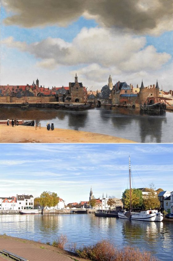 AlBlaineau's tweet photo. Delft au temps de Vermeer et aujourd’hui https://t.co/a8kC3OehjG