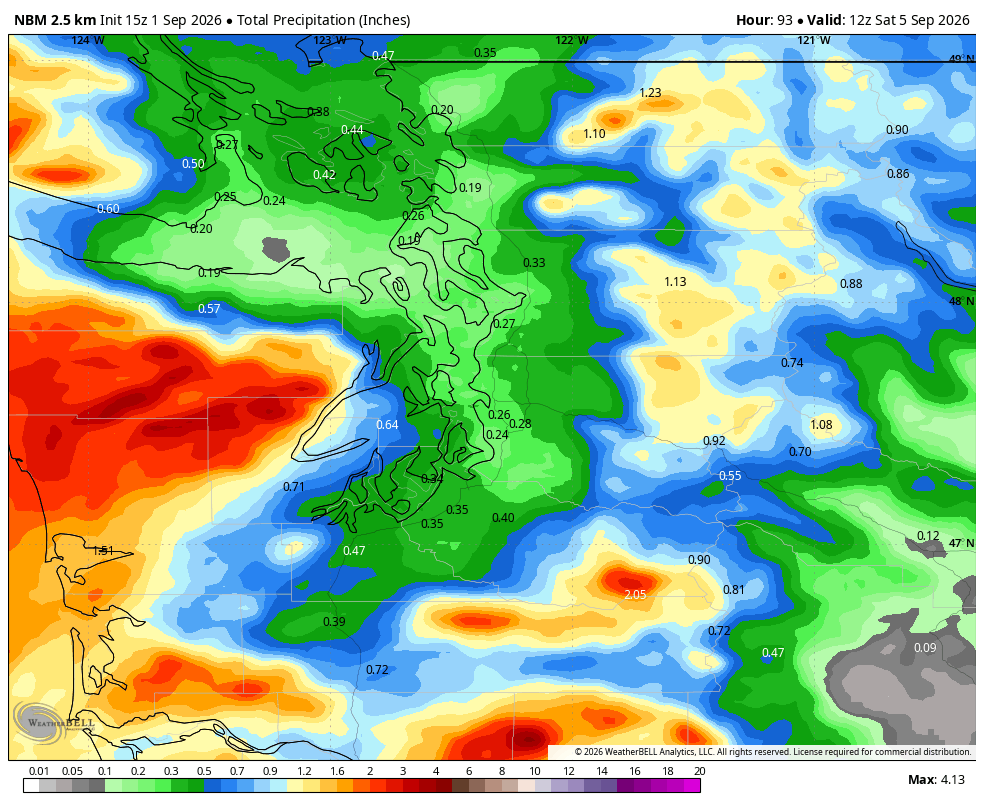 RandySmall's tweet photo. Precip with the upcoming storm appears to be on the lighter side for Whatcom County as compared to elsewhere in the PNW.
#wawx #whatcomcounty #pnw https://t.co/22gZT6nYpa