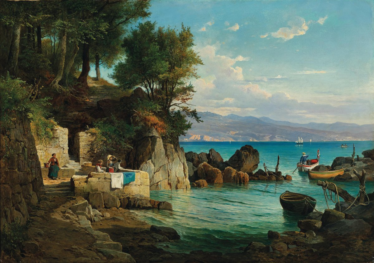 DailyClassicArt's tweet photo. Leopold Munsch - "Bay in Abbazia" https://t.co/bN4PGP8IPW