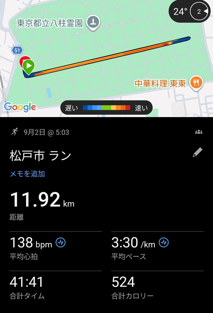23304Shimo's tweet photo. 9/2 早朝ポイント☁24℃
インターバル1km×10(r60') ※設定3:12~14/km
👟VaporflyNext%4
→Ave3:10.1/km
昨日のジョグの好感触をそのままに今朝も良い感覚で押していくことが出来た😊
東京マラソンは無事準エリで当選！SNS見てる限りボーダーは2:25台くらい？🤔
あと半年、今シーズンも東京でPB必達✨✊ https://t.co/DrknRpa40n
