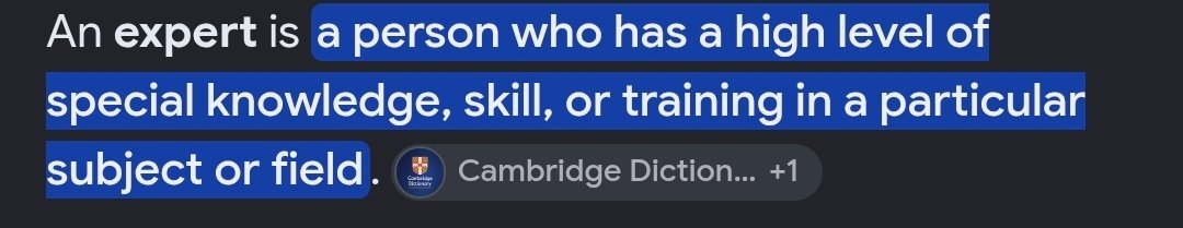 CAGaddy's tweet photo. @KingZhura @ArtalllZ @lamBleach_ They are not synonyms. An expert is someone who demonstrates a high level of skill in an area. Humility doesn't diminish his shown skill. A professional is someone who earns their living with their expertise. You can have expertise without being a professional. https://t.co/ljkWBoHSeM