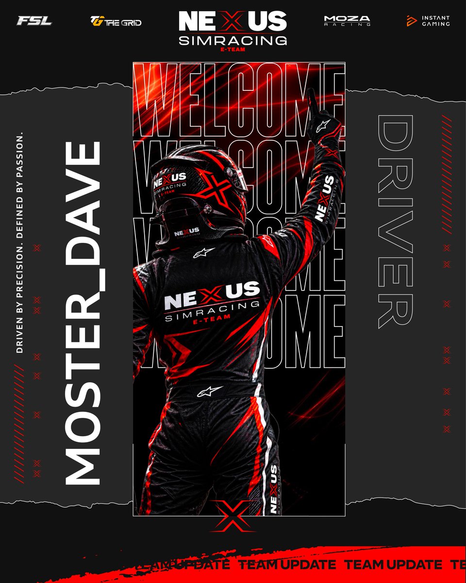 Nexus_SimRacing's tweet photo. …AND AWAY WE GO!🚥
Academy gets a new weapon: @moster_dave is in! 🔥

Can’t wait to grind, grow, and build something sick together.

Welcome to the Nexus family, Dave!👋 https://t.co/xLydQkhGIg