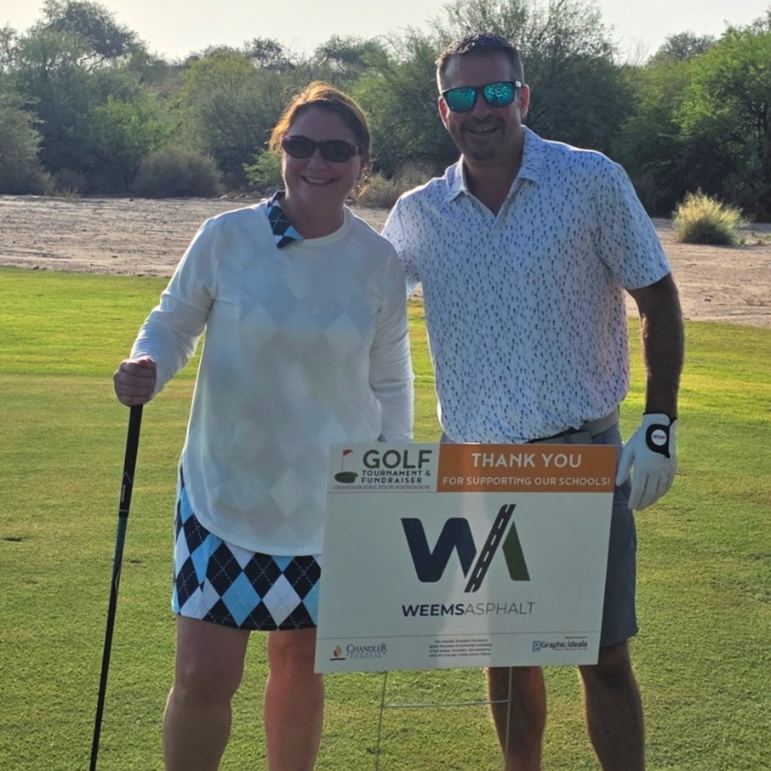 AsphaltWeems's tweet photo. Teeing off for a great cause! The Weems team had an awesome day at the Chandler Education Foundation Golf Tournament. ⛳

Proud to support the students &amp; teachers of Chandler USD. Thanks CEF!

#WeemsAsphalt #CEFGolf #ChandlerAZ https://t.co/QYYOAx4NKT
