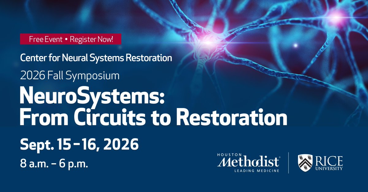 HMethodistMD's tweet photo. Join us for our second annual NeuroSystems Symposium where we'll bring together world-renowned scientists to spotlight recent advances in our understanding of neural circuits, brain states and pioneering neurotechnologies.
Register herer: https://t.co/3PYudxDZcZ https://t.co/5s4NMtnRsN
