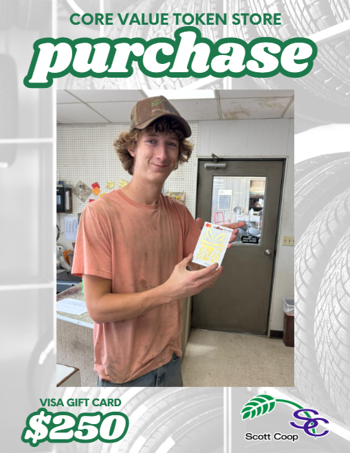 scottcoopassn's tweet photo. Jensyn Smith has been doing an exceptional job in the Scott City Station and cashed in 15 core value tokens today for a $250 visa giftcard. Proud of you, Jensyn! #ScottCoop https://t.co/K7QY6fuU8o