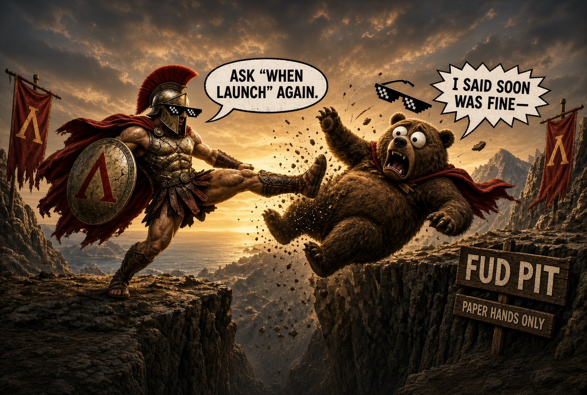 SpartansSol's tweet photo. 😂⚔️ When the bear asks “WHEN LAUNCH?” for the 47th time…

Patience, bears. The Spartans are cooking. 🛡️🔥

SPARTANS — COMING SOON. $SPART

#spartans #memecoin https://t.co/ahdq4zYaTC