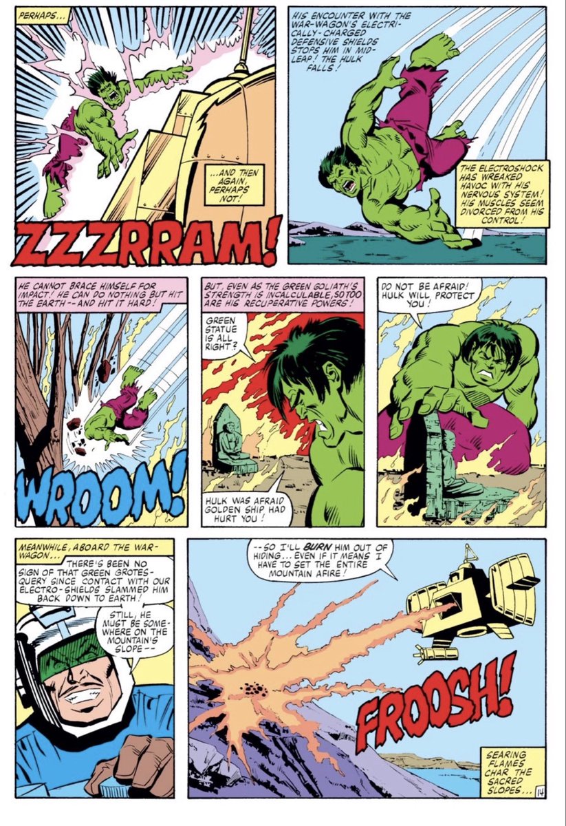 griffinMister's tweet photo. Mantlo’s Hulk also tends to be more introspective, I really dug his desire to protecting the Buddha statue in the previous issue and actually contemplate his loneliness https://t.co/TFhKZMQVli